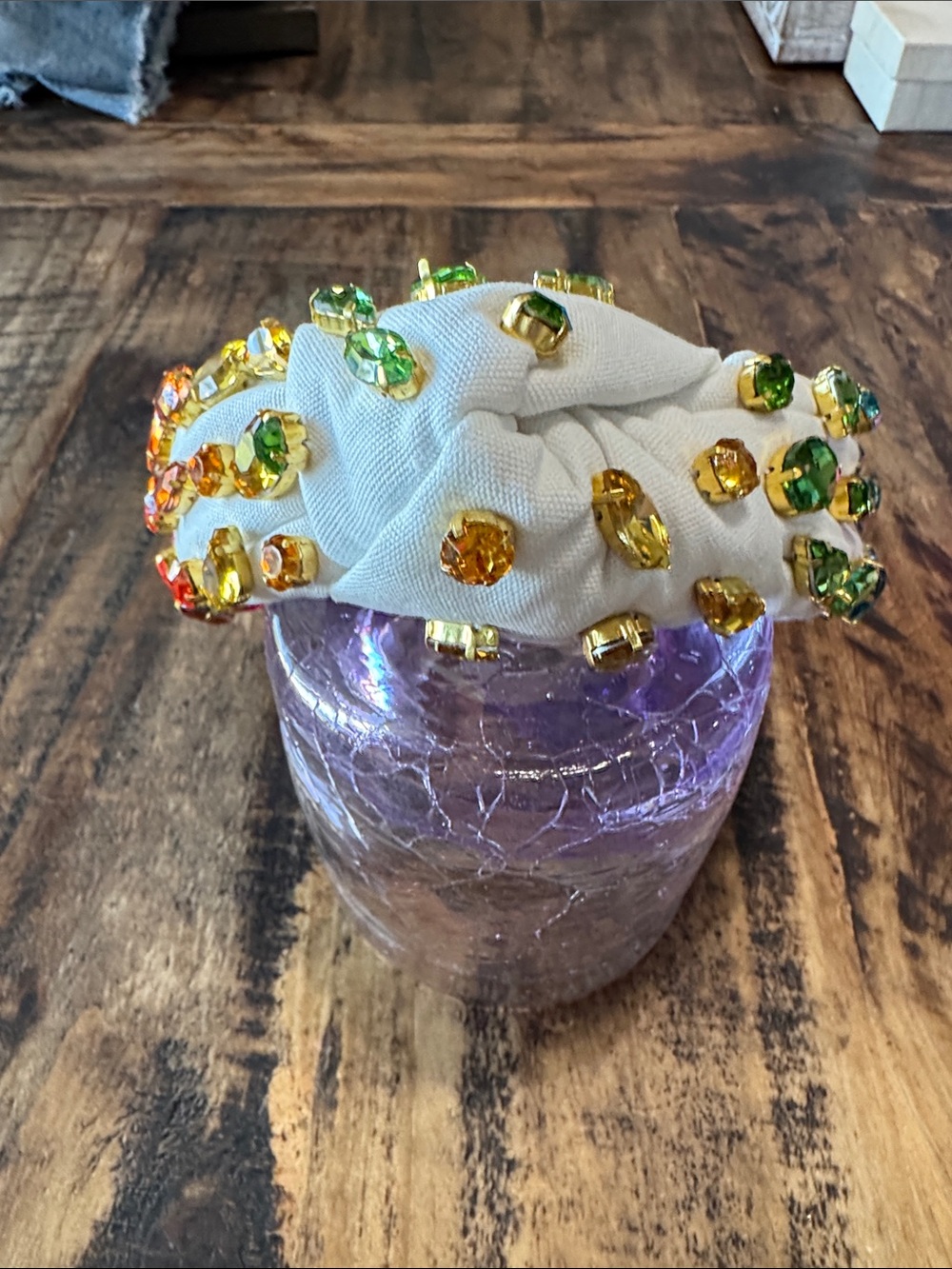 Brianna CannonEmbellished Knotted Headband with Rainbow Gems